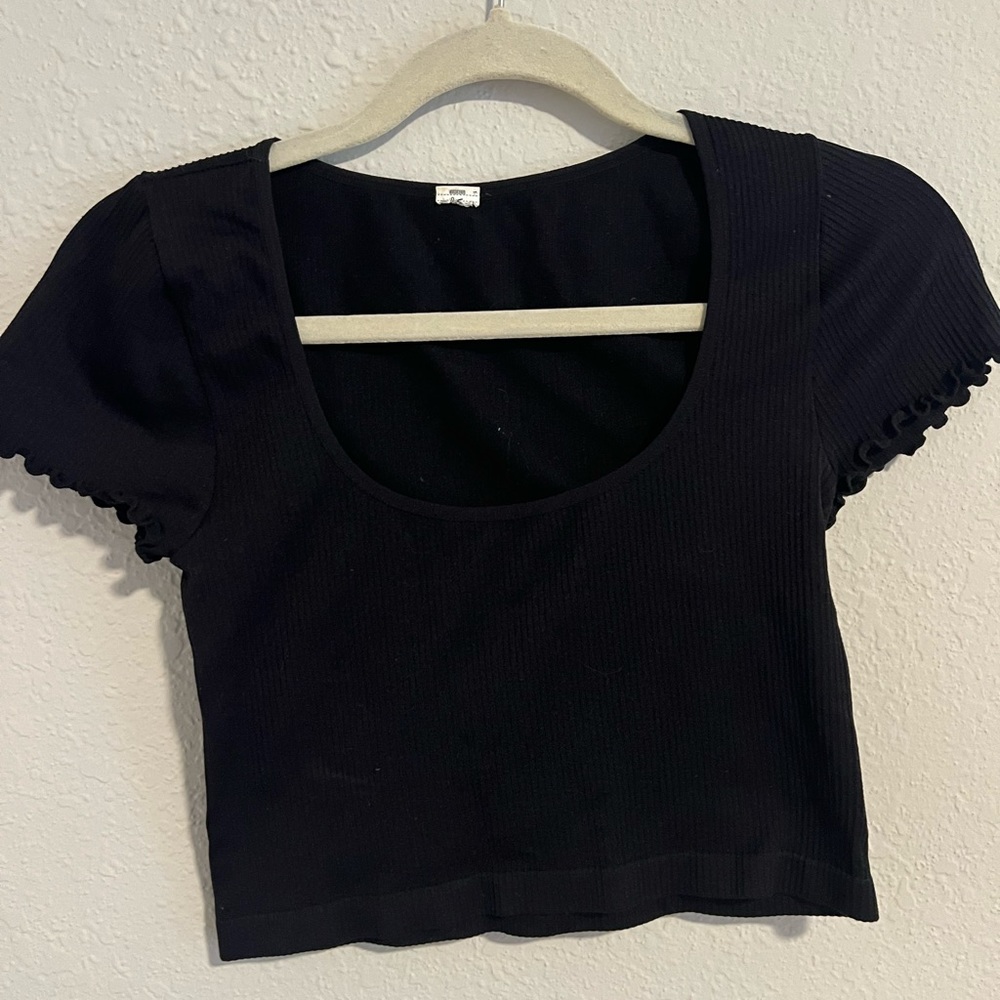 Forever 21 Black Ribbed Crop Top